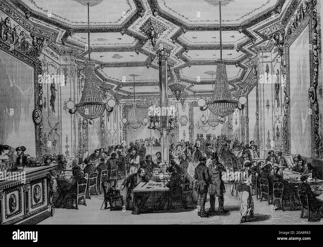 café pierron, tableau de paris par edmond texier, éditeur paulin et le chevalier 1852 Banque D'Images