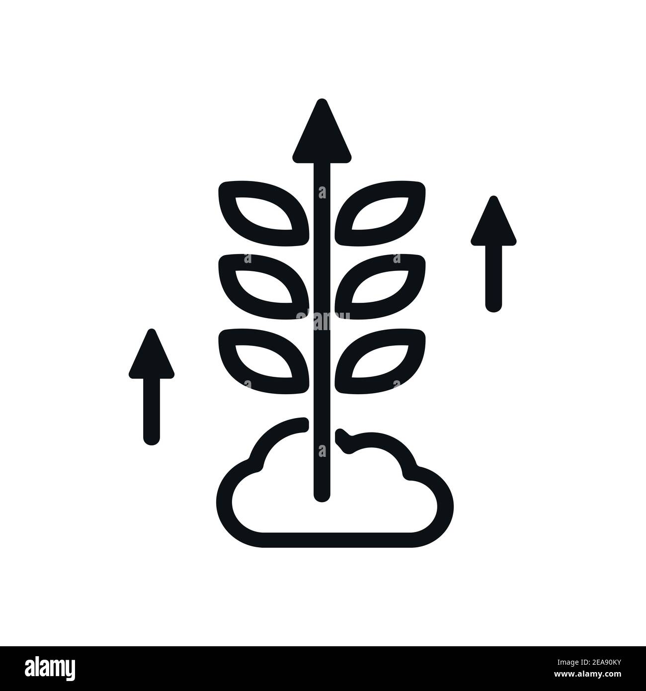 Symbole pictogramme d'icône de contour de la ligne plate minimaliste d'une plante de croissance Illustration de Vecteur