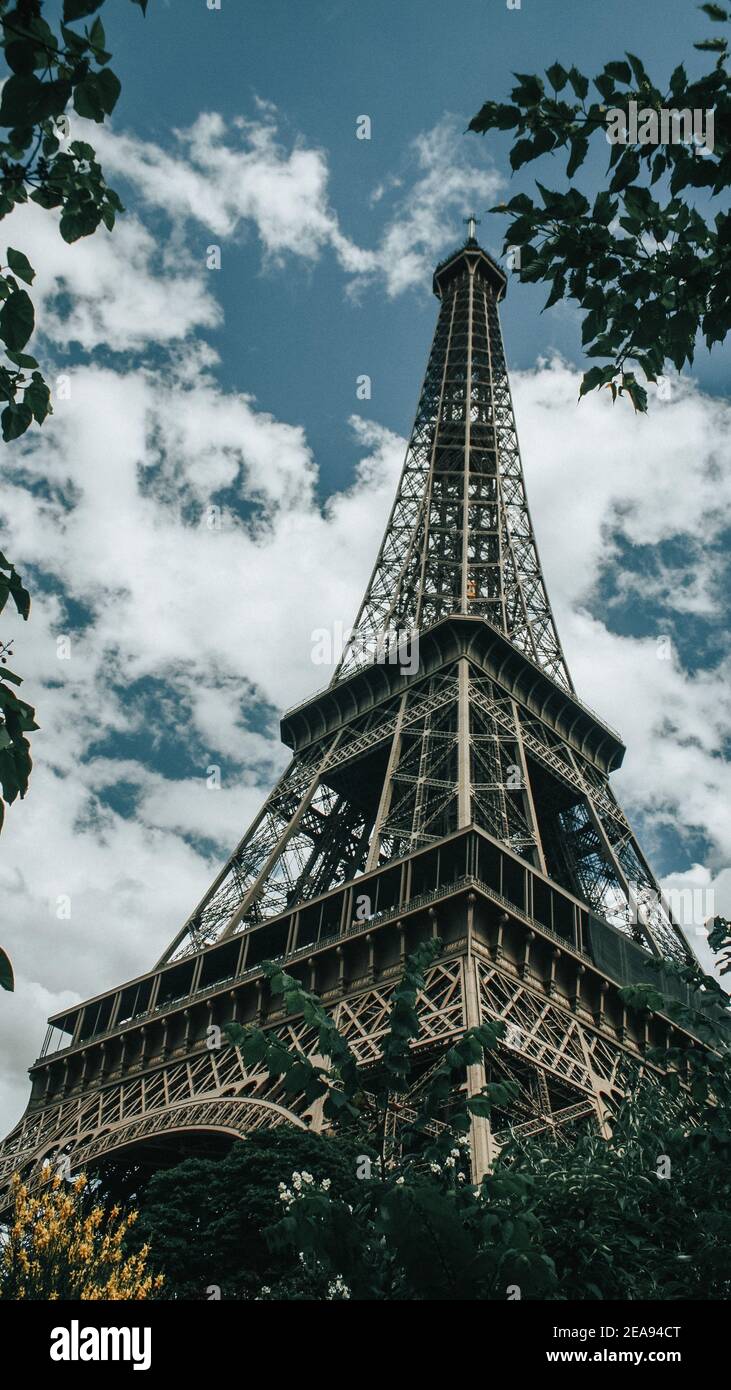 La Tour Eiffel à travers les arbres Banque D'Images