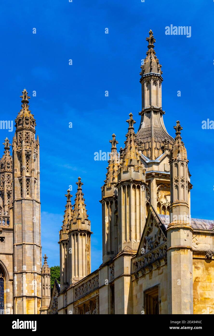 Détail des bâtiments du King's College de l'Université de Cambridge à Cambridgeshire Angleterre Royaume-Uni qui a été fondée par le roi Henry VI en 1441. Banque D'Images