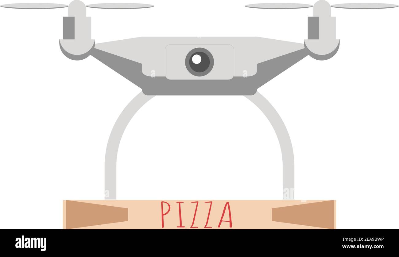 copter livre des pizzas pour la fête. illustration vectorielle Illustration de Vecteur