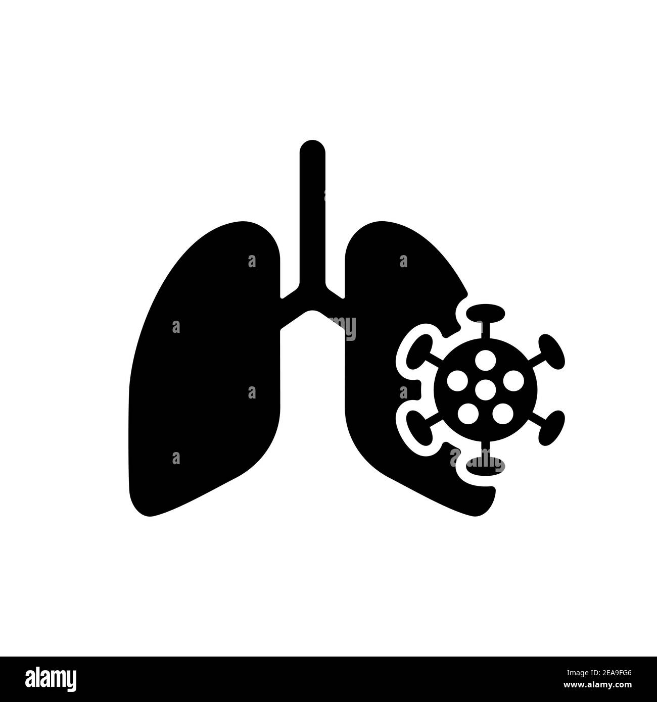 Les poumons humains infectés par le virus et la bactérie vecteur glyphe icône. Signe médical. Coronavirus. Symbole graphique pour la conception de sites Web médicaux et d'applications, d'applications, d'interfaces utilisateur Illustration de Vecteur