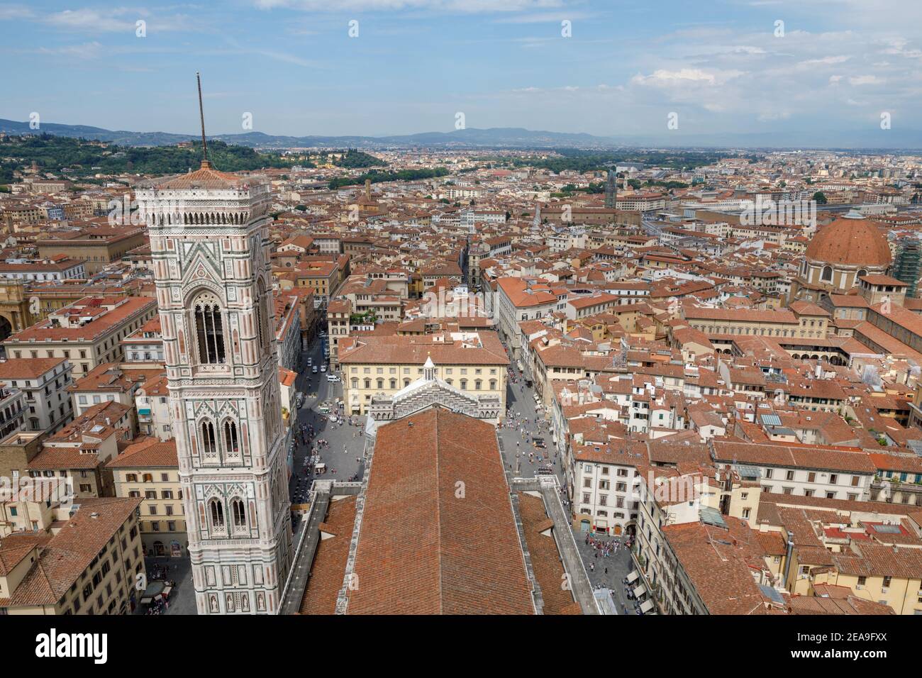 Vue Aérienne Vue panoramique de la ville de Florence et Giotto's Campanile campanile qui fait partie du complexe de la cathédrale de Florence (Cattedrale di Santa Maria de Banque D'Images