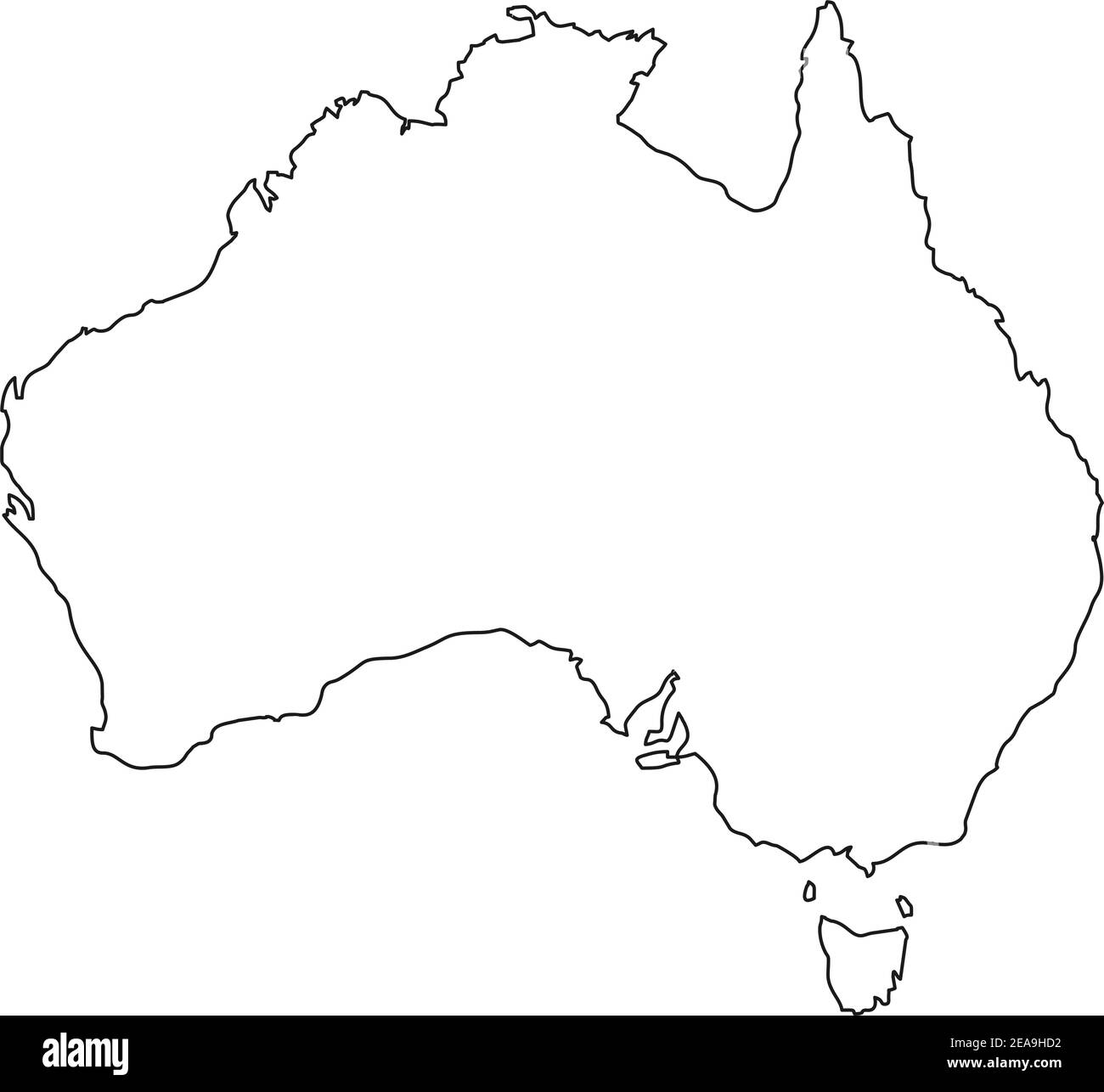 Carte vectorielle noire de l'Australie isolée sur fond blanc . Illustration de Vecteur