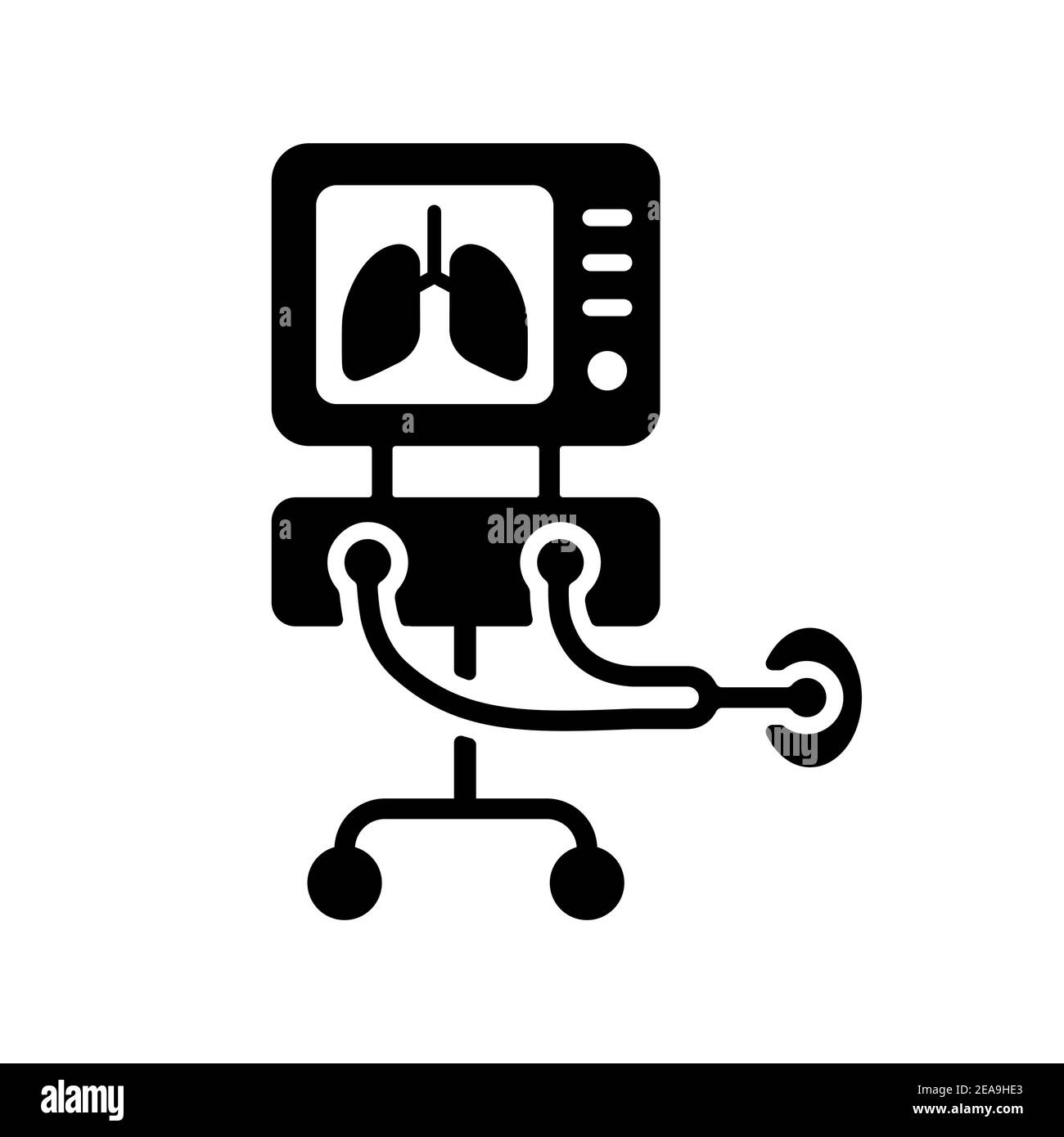 Icône de glyphe vecteur de ventilateur USI, thérapie médicale pour la ventilation des poumons. Soins intensifs pour COVID-19. Signe médical. Coronavirus Illustration de Vecteur