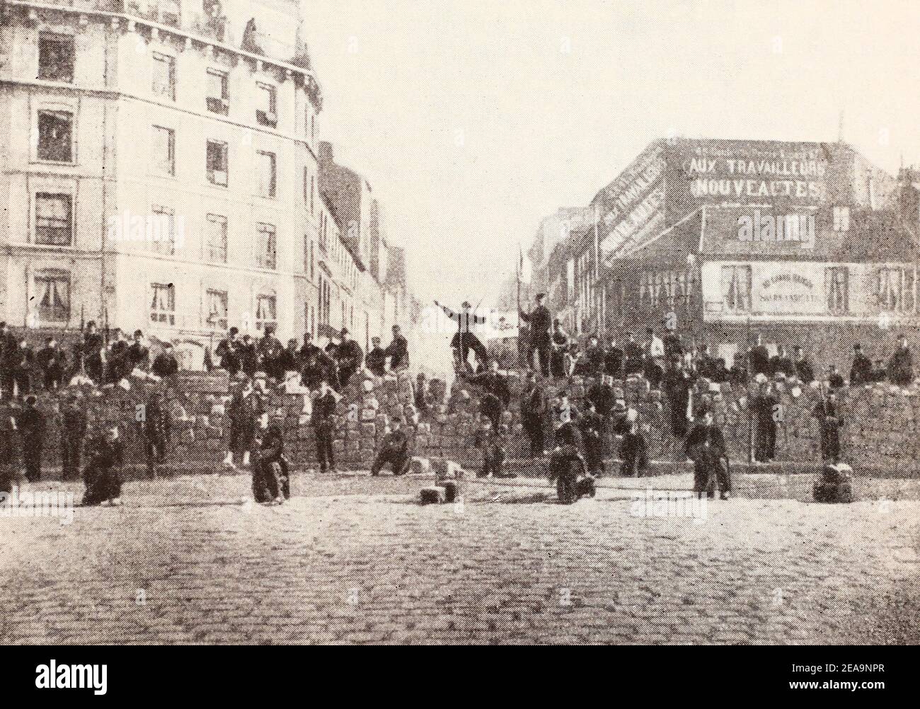 Barricade à Menilmontant le 18 mars 1871. Banque D'Images