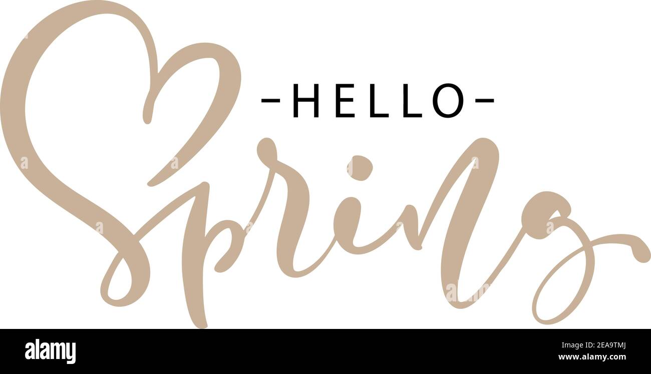 Bonjour lettrage de printemps. Carte postale d'hiver calligraphie ou élément de lettrage graphique. Carte postale d'amour de style calligraphie écrite à la main. Simple Illustration de Vecteur