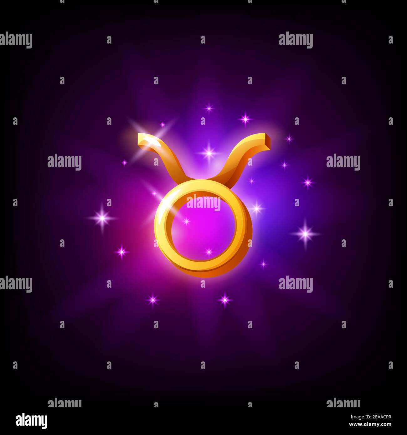 Icône Taurus Constellation dans le style de l'espace sur fond sombre avec galaxie et étoiles. Illustration du vecteur de signe de feu du zodiaque. Illustration de Vecteur