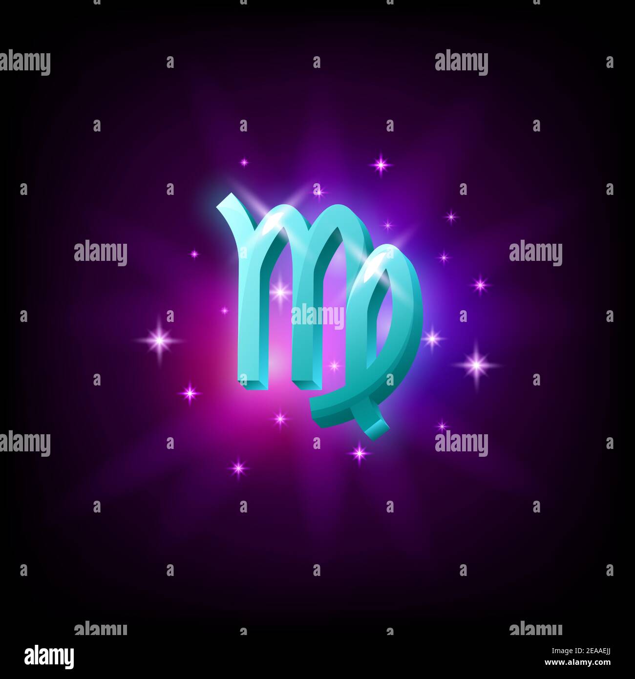 Icône de constellation Virgo dans le style de l'espace sur fond sombre avec galaxie et étoiles. Illustration du vecteur de signe de feu du zodiaque. Illustration de Vecteur
