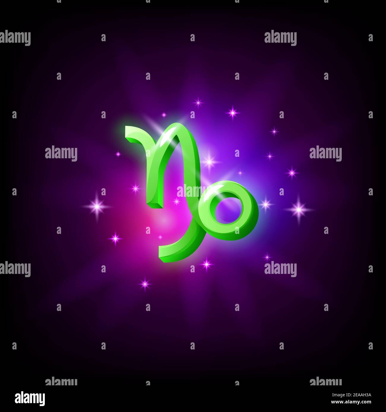Capricorne Constellation icône dans le style de l'espace sur fond sombre avec galaxie et étoiles. Signe de zodiaque de la terre Illustration du vecteur. Illustration de Vecteur