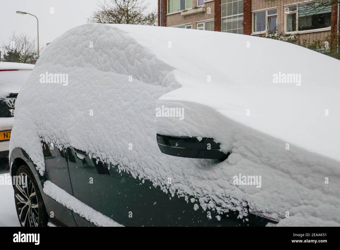 Voitures couvertes de neige à Hollan Banque D'Images