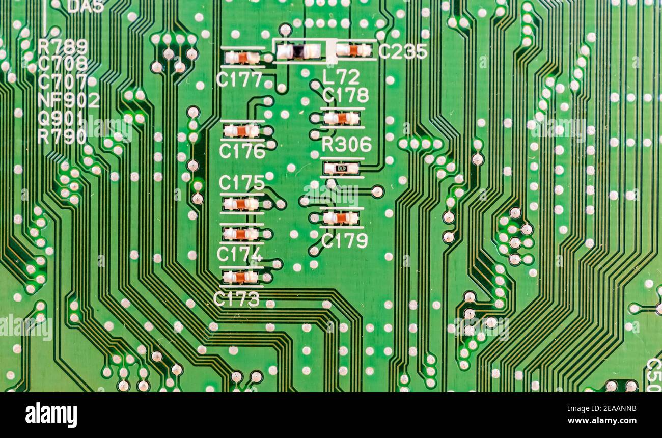 Gros plan d'une carte de circuit imprimé Banque D'Images