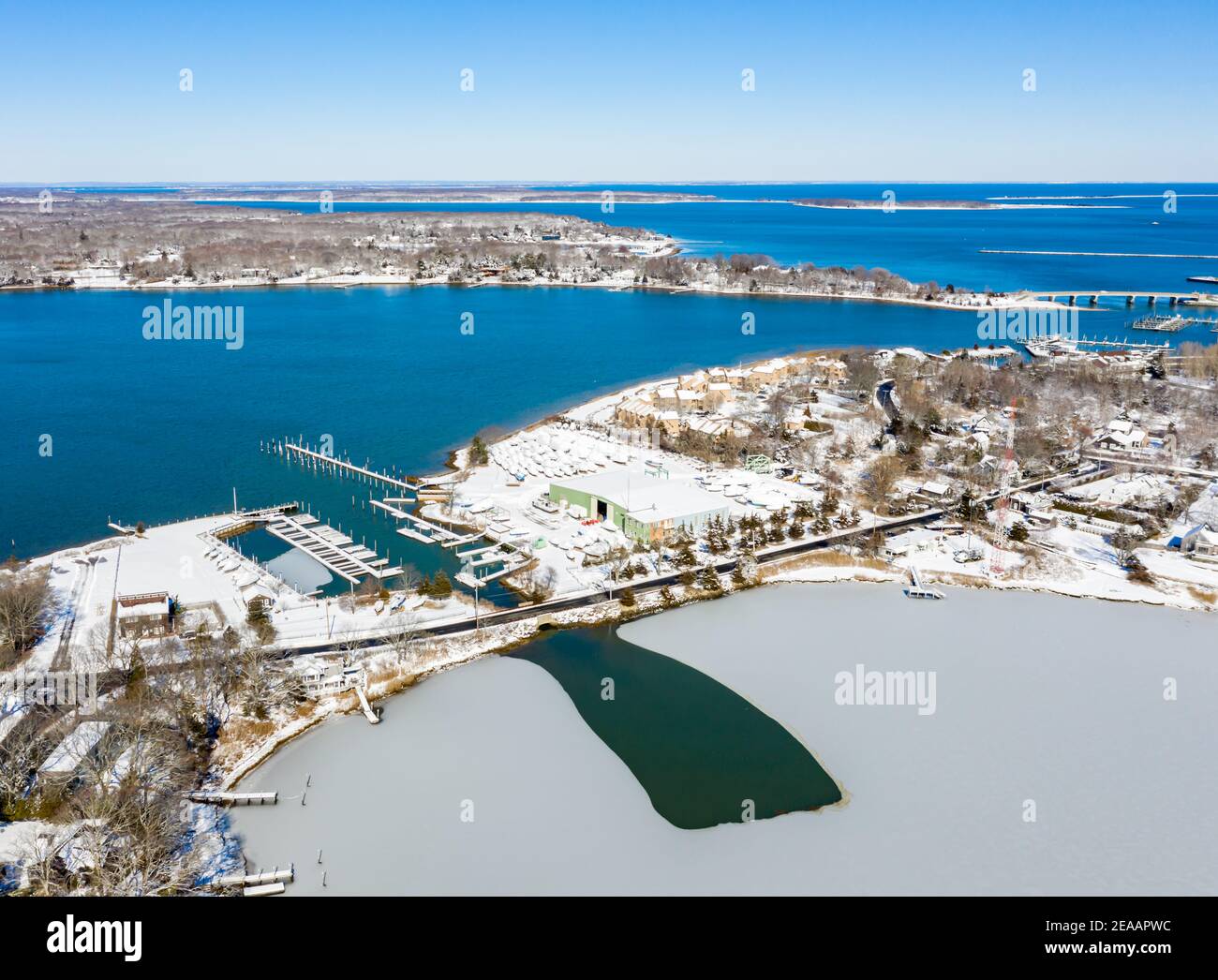 Redwood Anchorage et Ship ashore marina, Sag Harbor, NY Banque D'Images