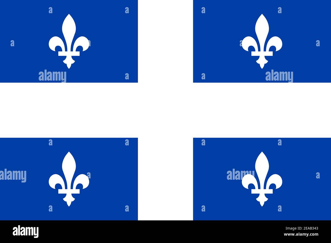 Grand drapeau plat officiel du Québec horizontal Banque D'Images