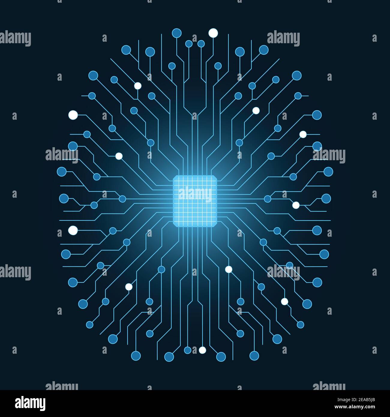 Illustration vectorielle intelligence artificielle. Microchip et connexions en forme de cerveau. Illustration de Vecteur