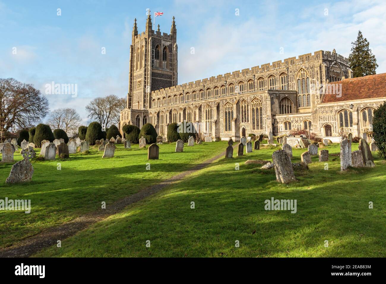 L'église de long Melford en Angleterre a servi l'ancienne et belle depuis le 12ème siècle - c'est l'une des meilleures églises médiévales de la Sainte Trinité dans le pays. Banque D'Images
