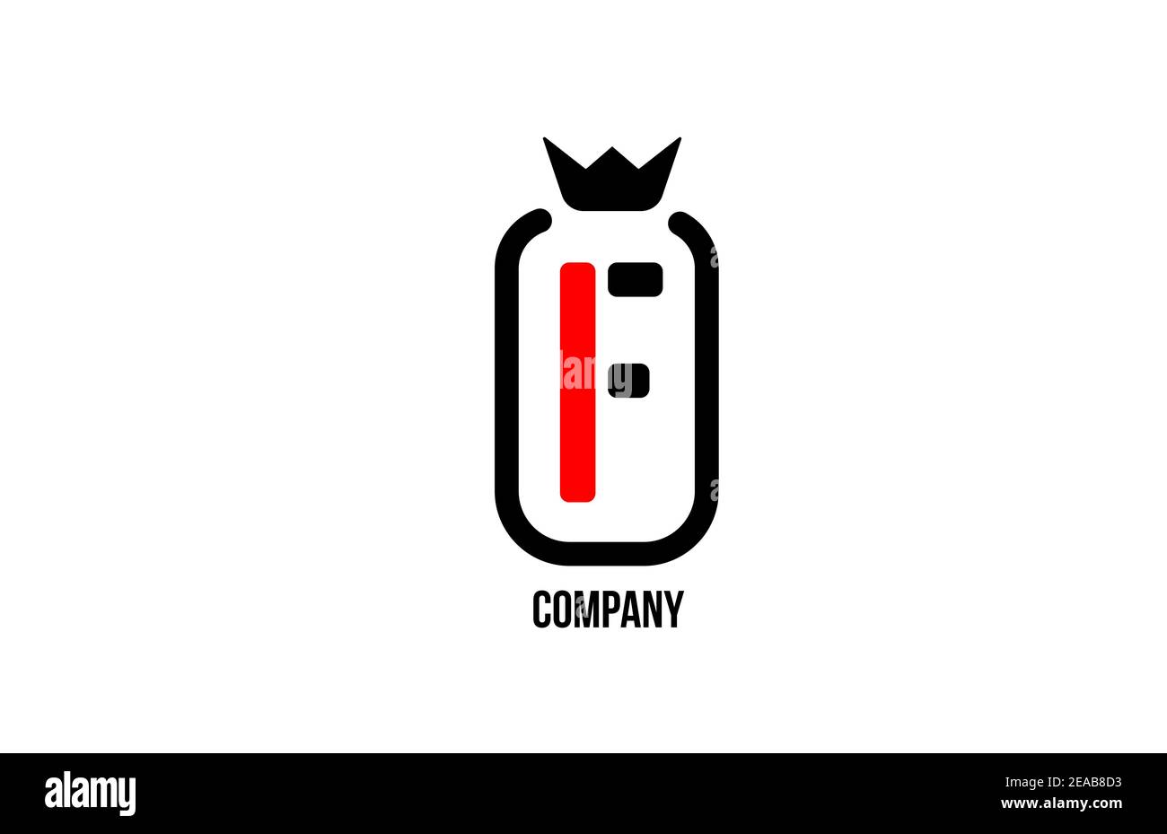 F logo alphabétique noir et blanc de la couronne pour l'entreprise et l'entreprise. Design de luxe de couleur rouge. Peut être utilisé comme icône pour une marque ou un produit Illustration de Vecteur