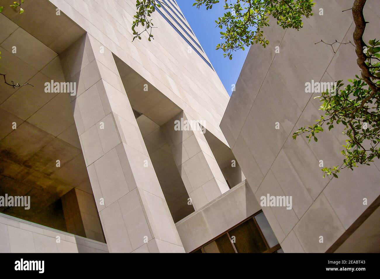 Détails de l'architecture extérieure du Stephen P. Clark Government Centre au centre-ville de Miami, en Floride. Banque D'Images