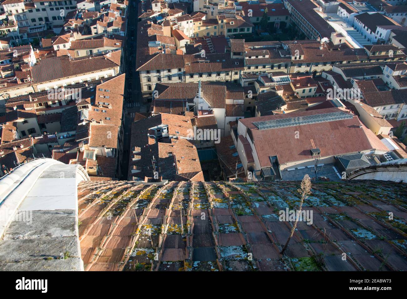 Vue sur la ville depuis le dôme de la cathédrale Santa Maria del Fiore, Florence Banque D'Images