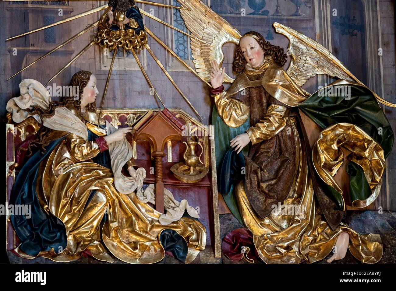 Cracovie, Pologne. 04e mars 2012. Un fragment des retables de Veit Stoss à la basilique Sainte-Marie à Cracovie.l'retable de Veit Stoss à la basilique Sainte-Marie à Cracovie est l'une des plus grandes et des plus belles retables gothiques d'Europe. Ce Trésor national de la Pologne a été récemment rénové et présenté au public lors d'une cérémonie. Crédit : SOPA Images Limited/Alamy Live News Banque D'Images