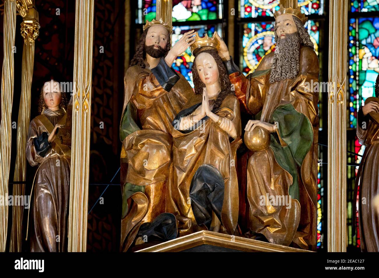 Cracovie, Pologne. 4 mars 2012. Un fragment des retables de Veit Stoss à la basilique Sainte-Marie à Cracovie.l'retable de Veit Stoss à la basilique Sainte-Marie à Cracovie est l'une des plus grandes et des plus belles retables gothiques d'Europe. Ce Trésor national de la Pologne a été récemment rénové et présenté au public lors d'une cérémonie. Crédit : Vito Corleone/SOPA Images/ZUMA Wire/Alay Live News Banque D'Images