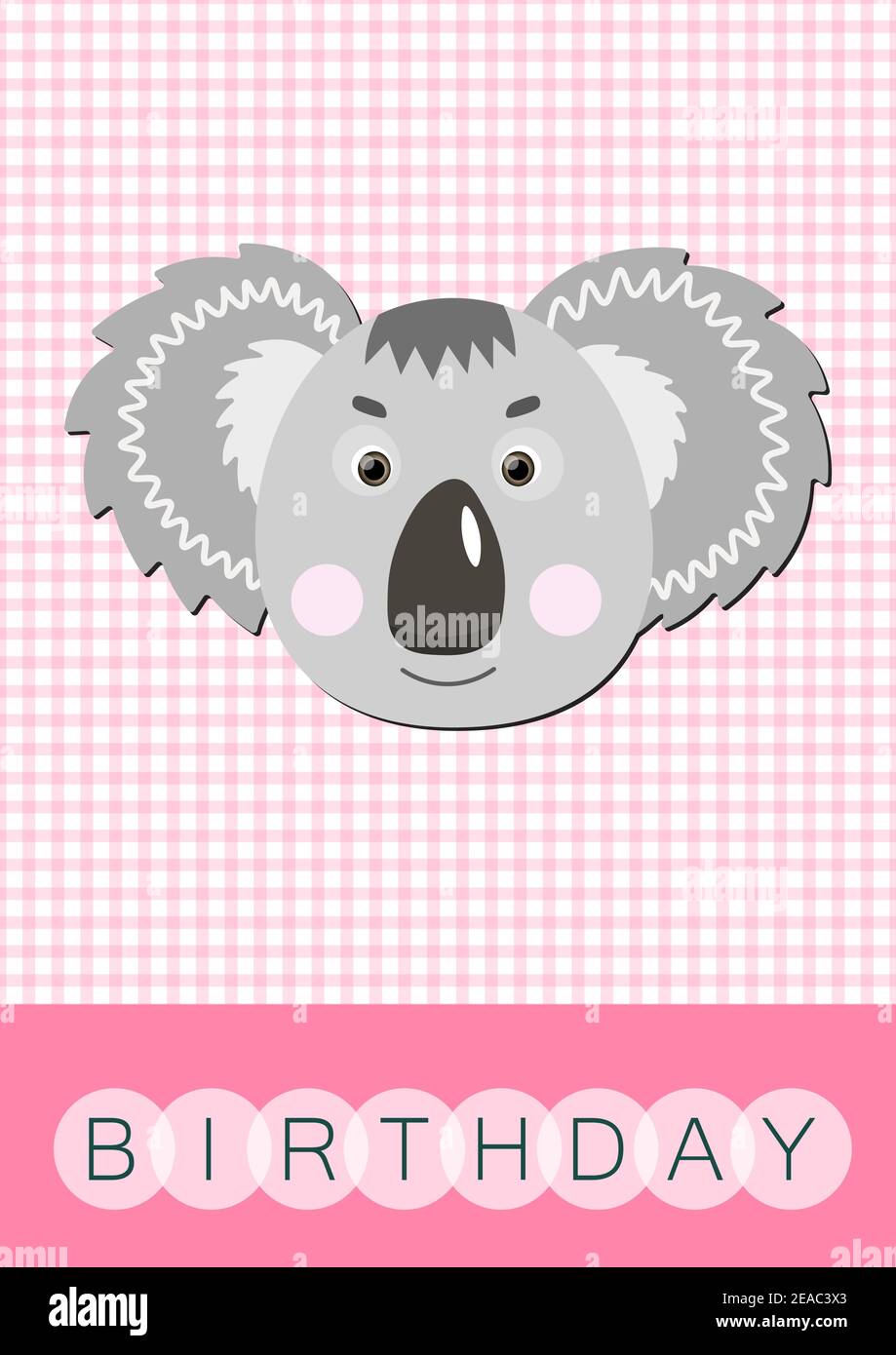 Joyeux Anniversaire Vacances Fete De Bebe Et Carte D Invitation Modele De Mise En Page Au Format Joli Motif Caresse De Koala Colore Au Carre Image Vectorielle Stock Alamy