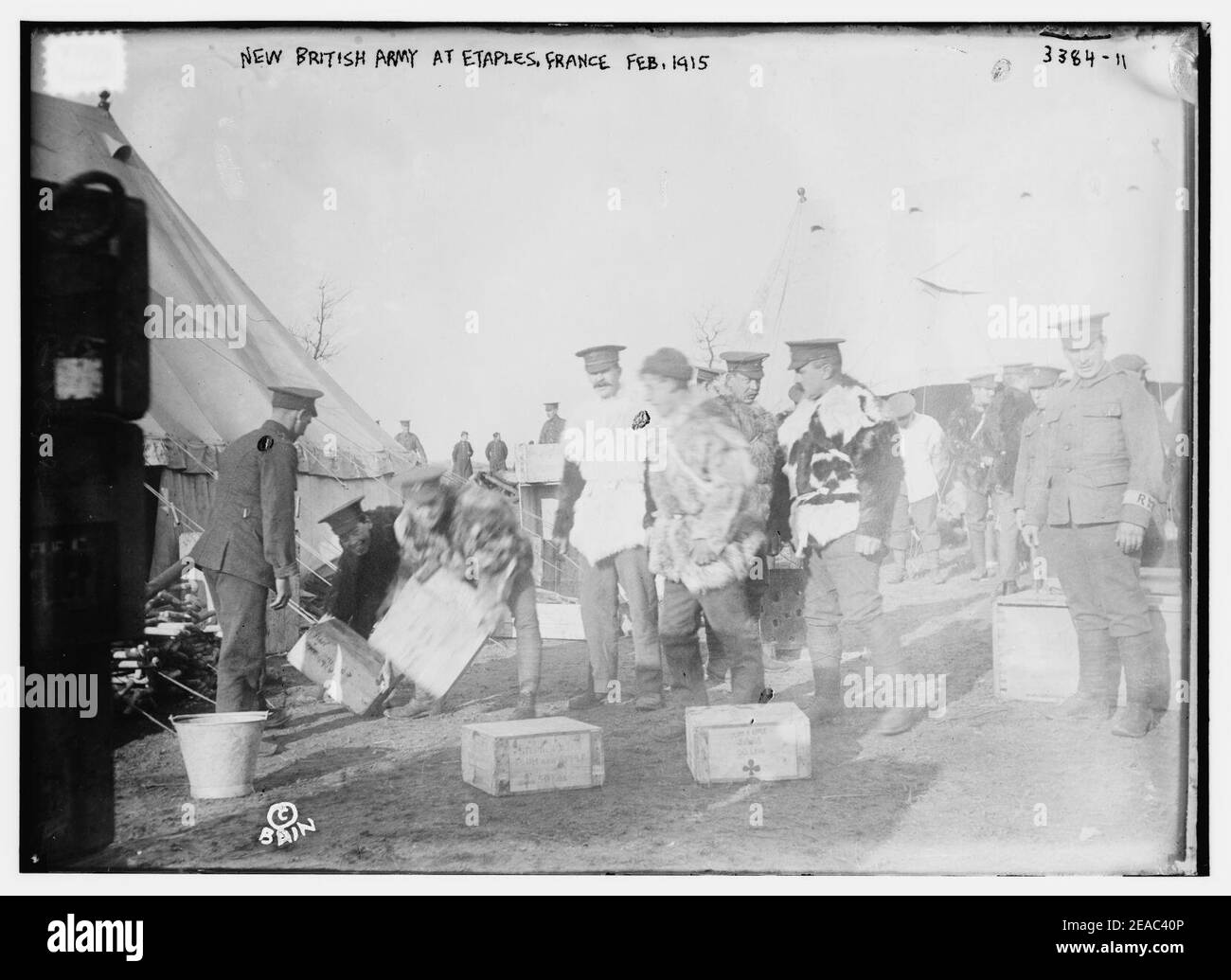 Nouvelles de l'armée britannique à Etaples, France, 10 févr. 1915 Banque D'Images