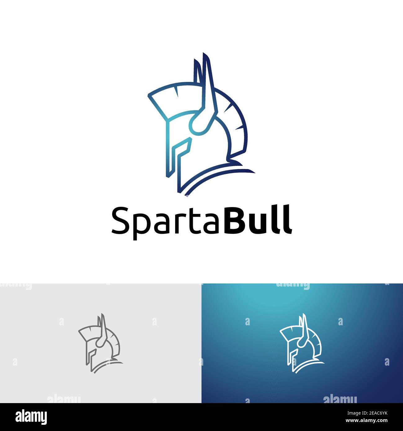 Sparta Bull Horn monoline style simple logo Illustration de Vecteur