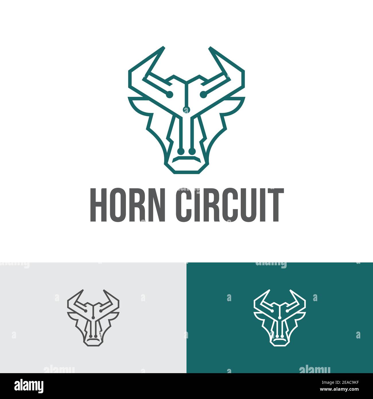 Logo Bull Horn circuit Electronic Online Technology Illustration de Vecteur