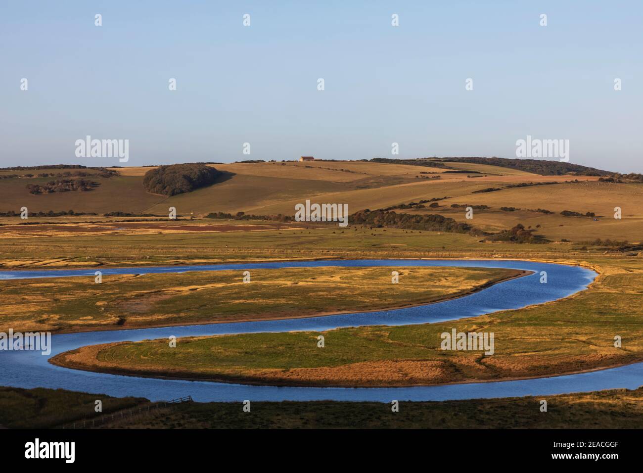 Angleterre, East Sussex, Eastbourne, South Downs National Park, Birling Gap, la rivière Cuckmere Banque D'Images