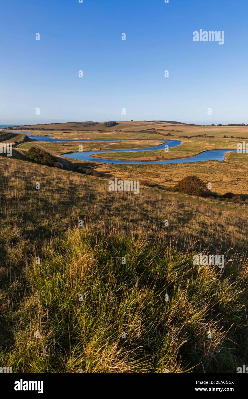 Angleterre, East Sussex, Eastbourne, South Downs National Park, Birling Gap, la rivière Cuckmere Banque D'Images