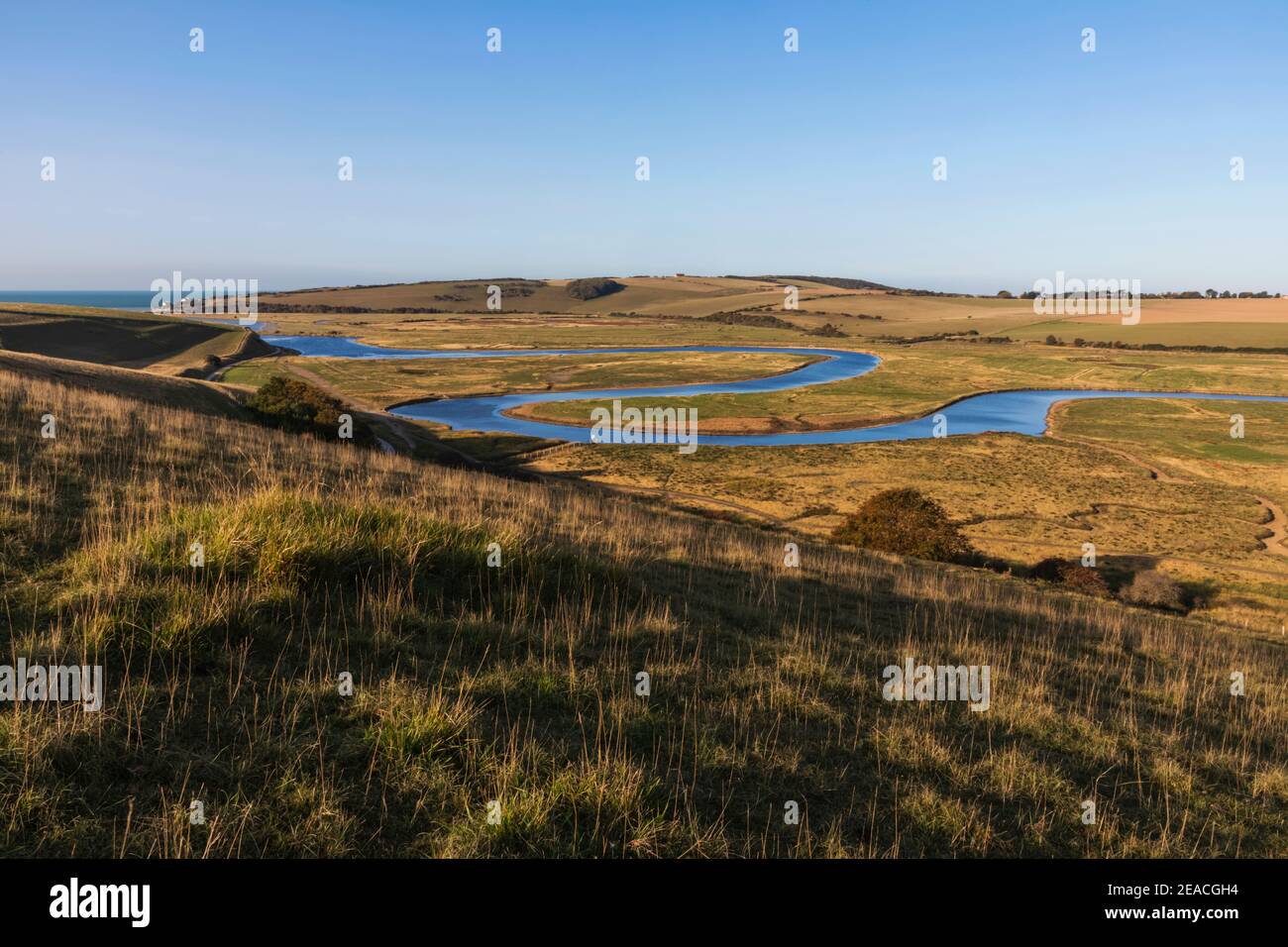 Angleterre, East Sussex, Eastbourne, South Downs National Park, Birling Gap, la rivière Cuckmere Banque D'Images