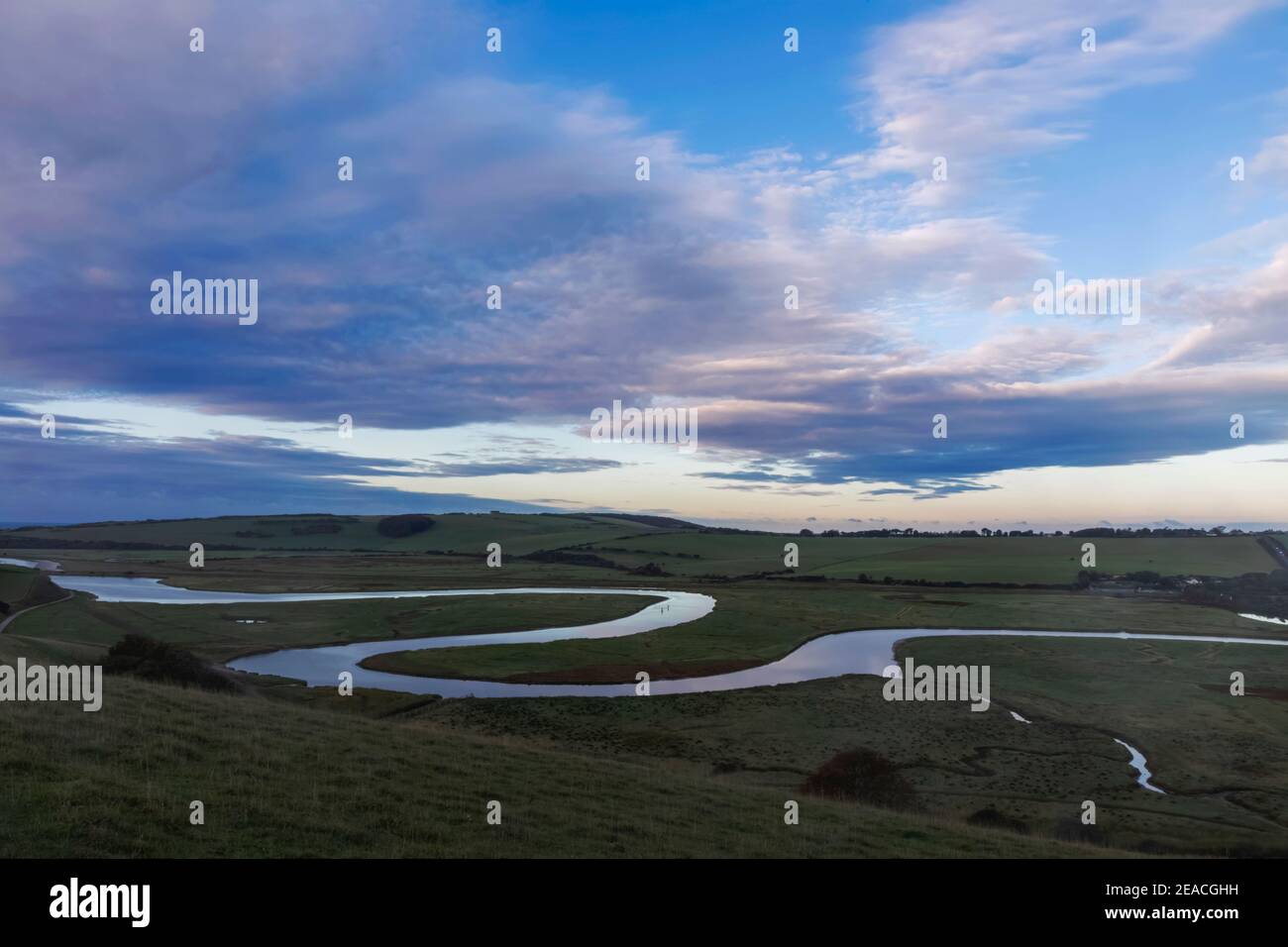 Angleterre, East Sussex, Eastbourne, South Downs National Park, Birling Gap, la rivière Cuckmere Banque D'Images