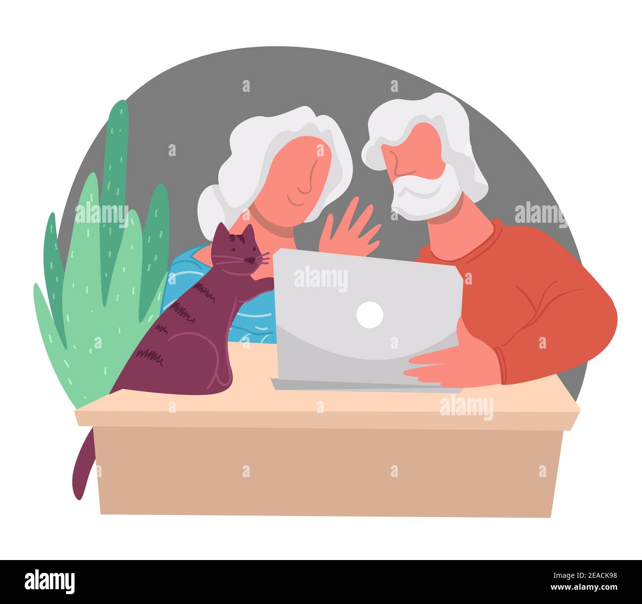 Grands-parents communiquant par le biais de sites Internet Illustration de Vecteur