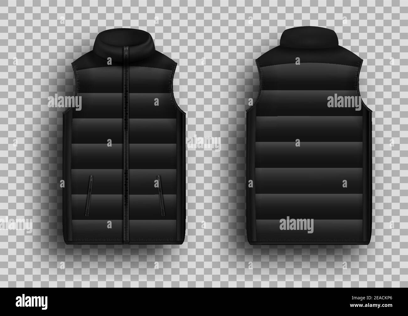 Gilet de survêtement d'hiver noir, ensemble de mockup de veste sans