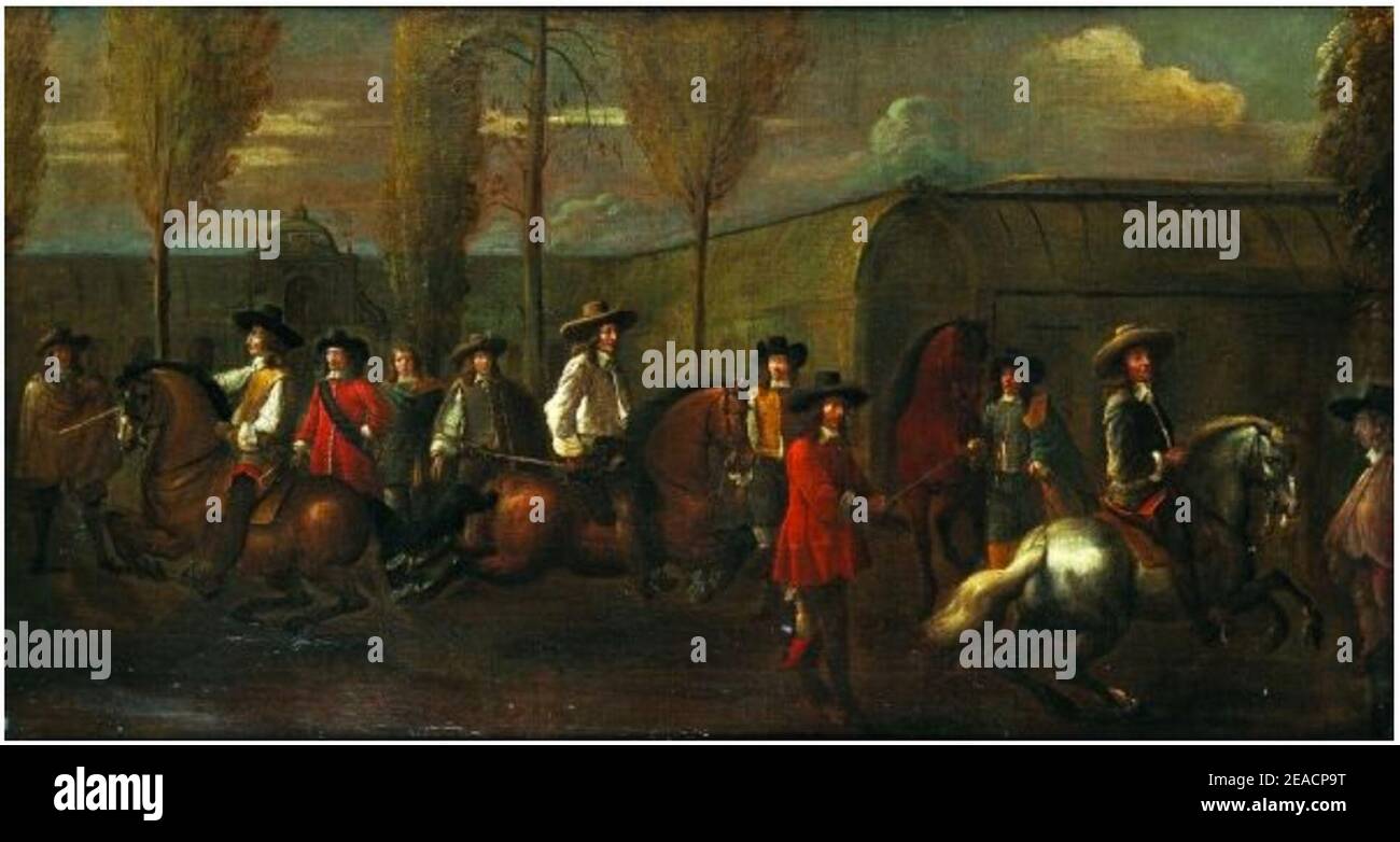 Nicolaas van Eyck - École d'équitation. Banque D'Images