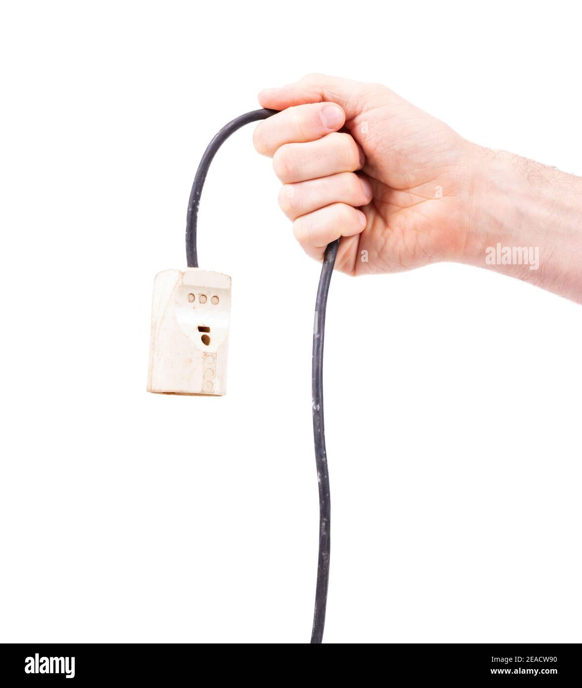 Ancienne rallonge vintage isolée sur fond blanc Banque D'Images