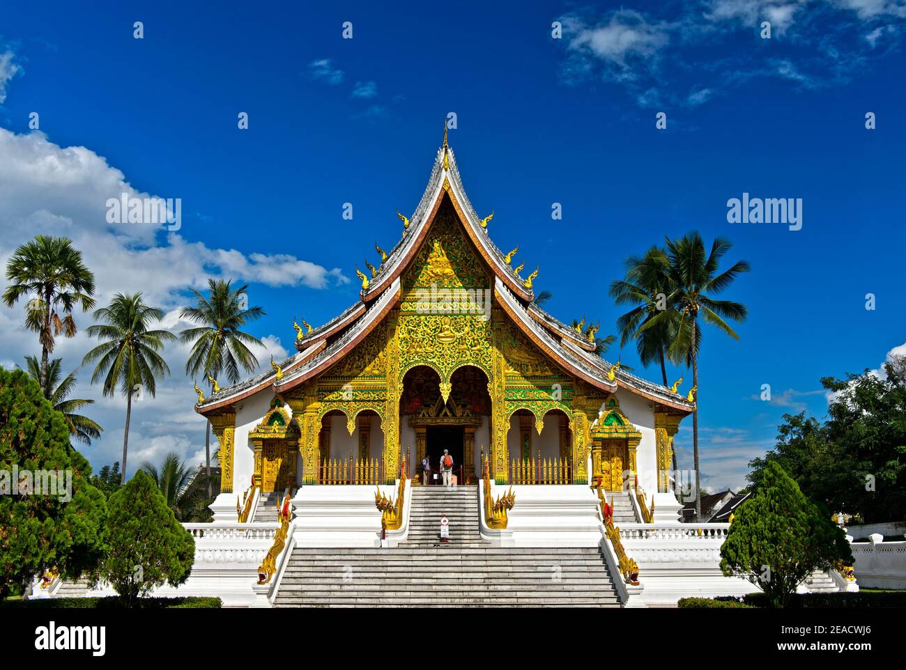 Haw Pha Bang Temple dans le domaine du Palais Royal, Luang Prabang, Laos Banque D'Images