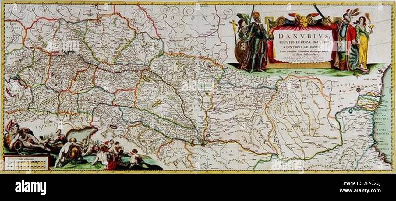 Nicolaes Visscher I - Danvbiuvs, fluvius Europae maximus. Banque D'Images
