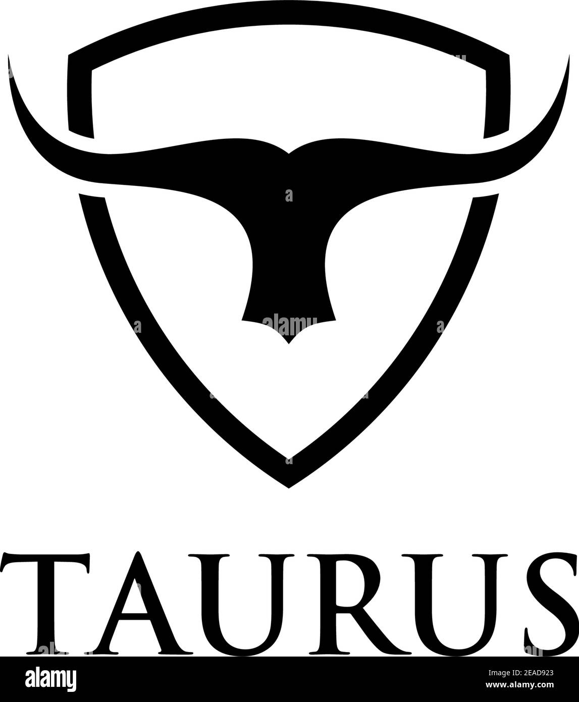 Logo de la tête Taurus avec modèle de vecteur de bouclier Illustration de Vecteur