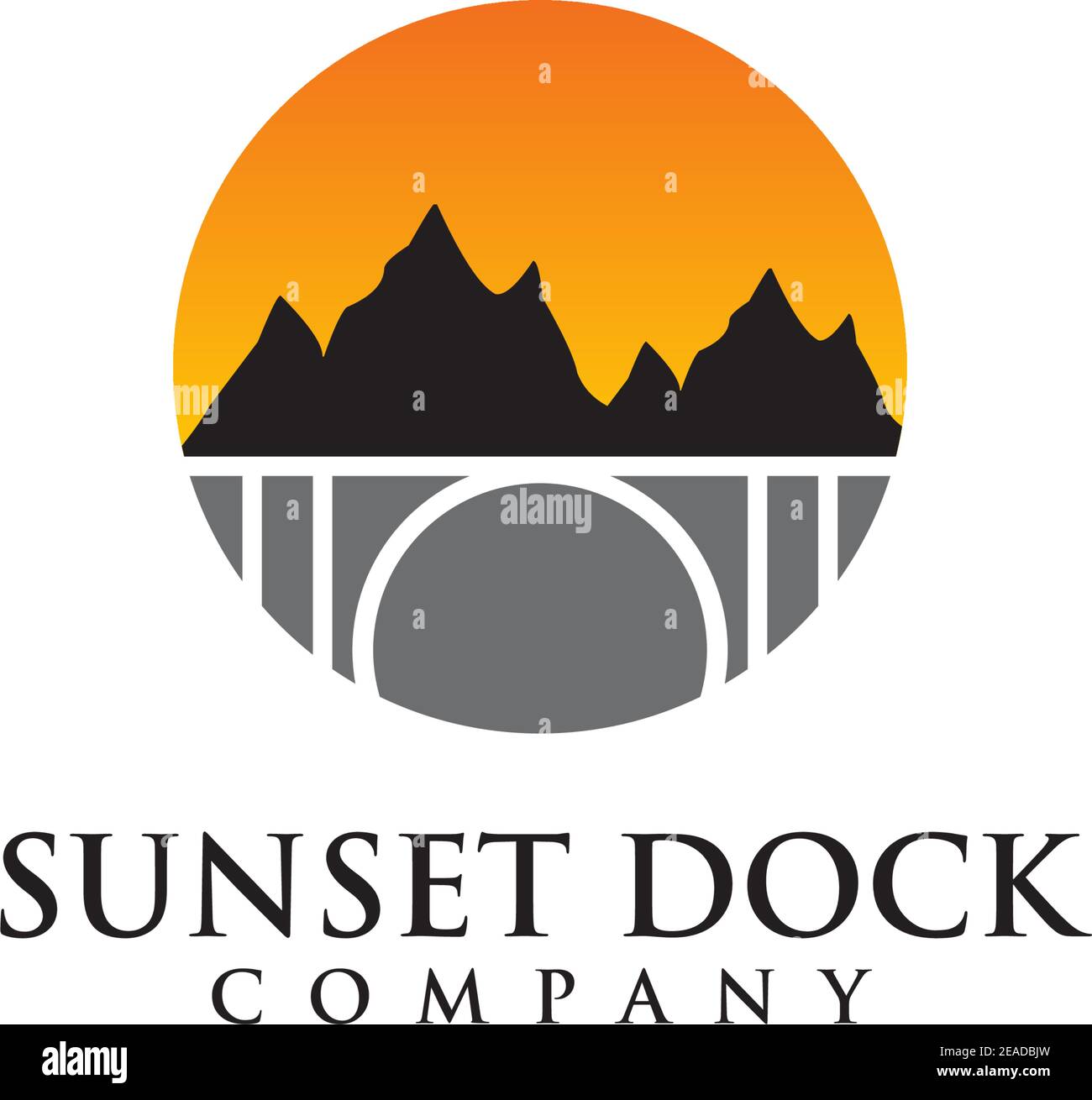 Dock Sunset View logo design paysage modèle vectoriel Illustration de Vecteur