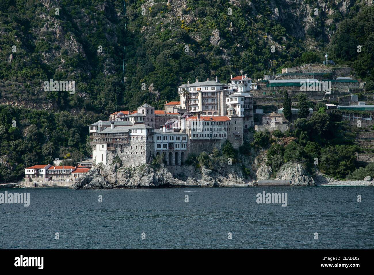 Monastère Grigoriou, péninsule Athos, Athos, Chalkidiki, Grèce Banque D'Images