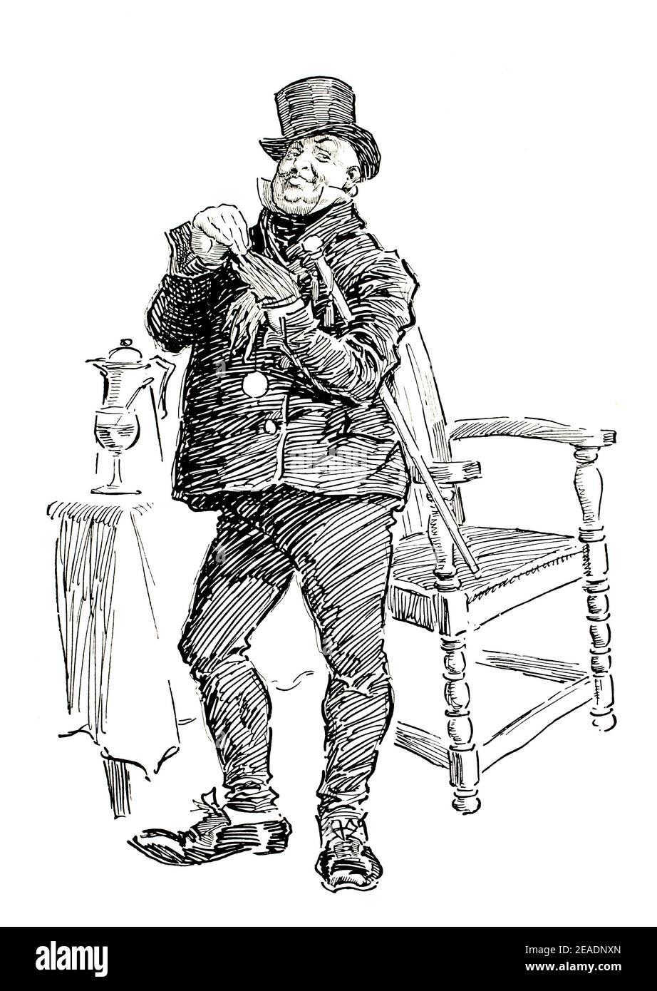 Personnage de Dickens, M. Micawber par le caricaturiste gallois Joseph Morewood Staniforth, de Cardiff en 1898, volume 13 du Studio an illustrez Banque D'Images
