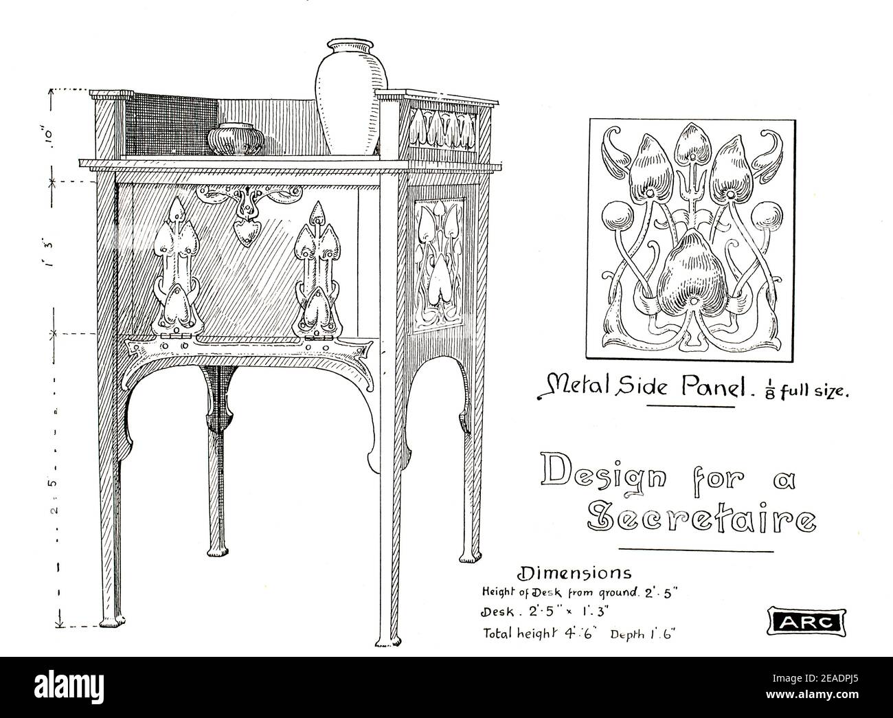 Meubles d'art et d'artisanat, design pour secret, par Thomas Corson de Leeds en 1898 volume 13 du Studio an Illustrated Magazine of Fine and Applie Banque D'Images