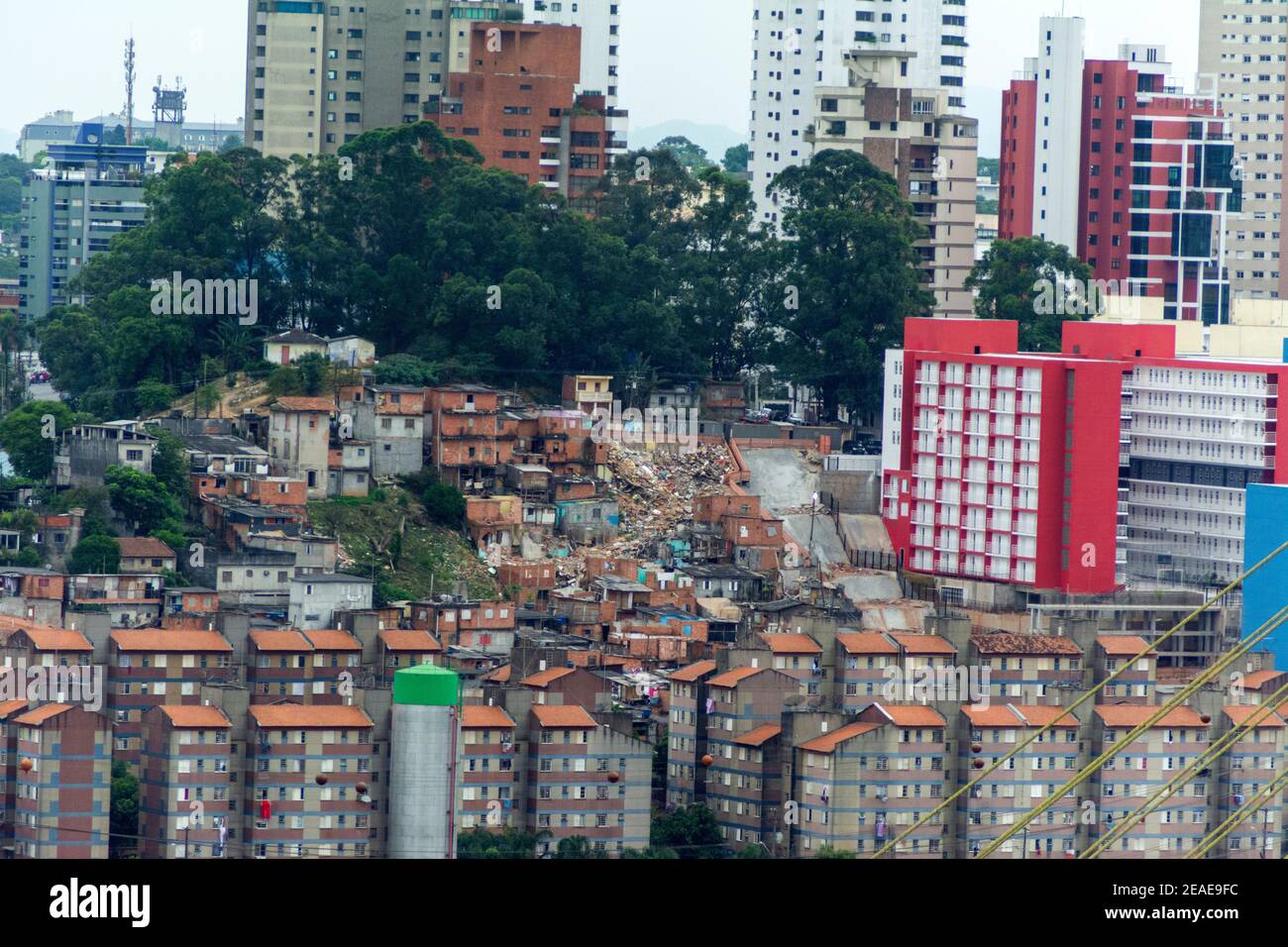 Le jardin Edite domaine social de logement qui a remplacé la grande favela à Sao Paulo, Brésil. Banque D'Images