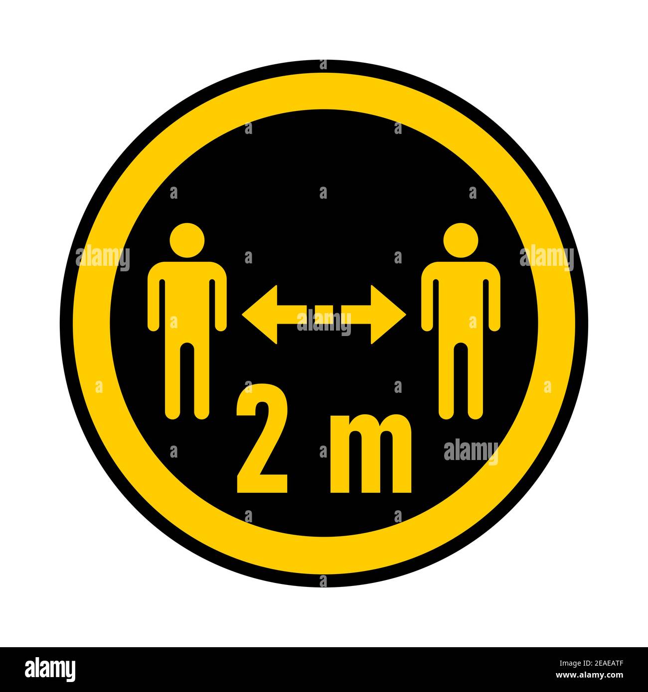 Gardez votre distance de 2 m ou 2 mètres autocollant d'avertissement de coronavirus rond ou icône de badge. Image vectorielle. Illustration de Vecteur