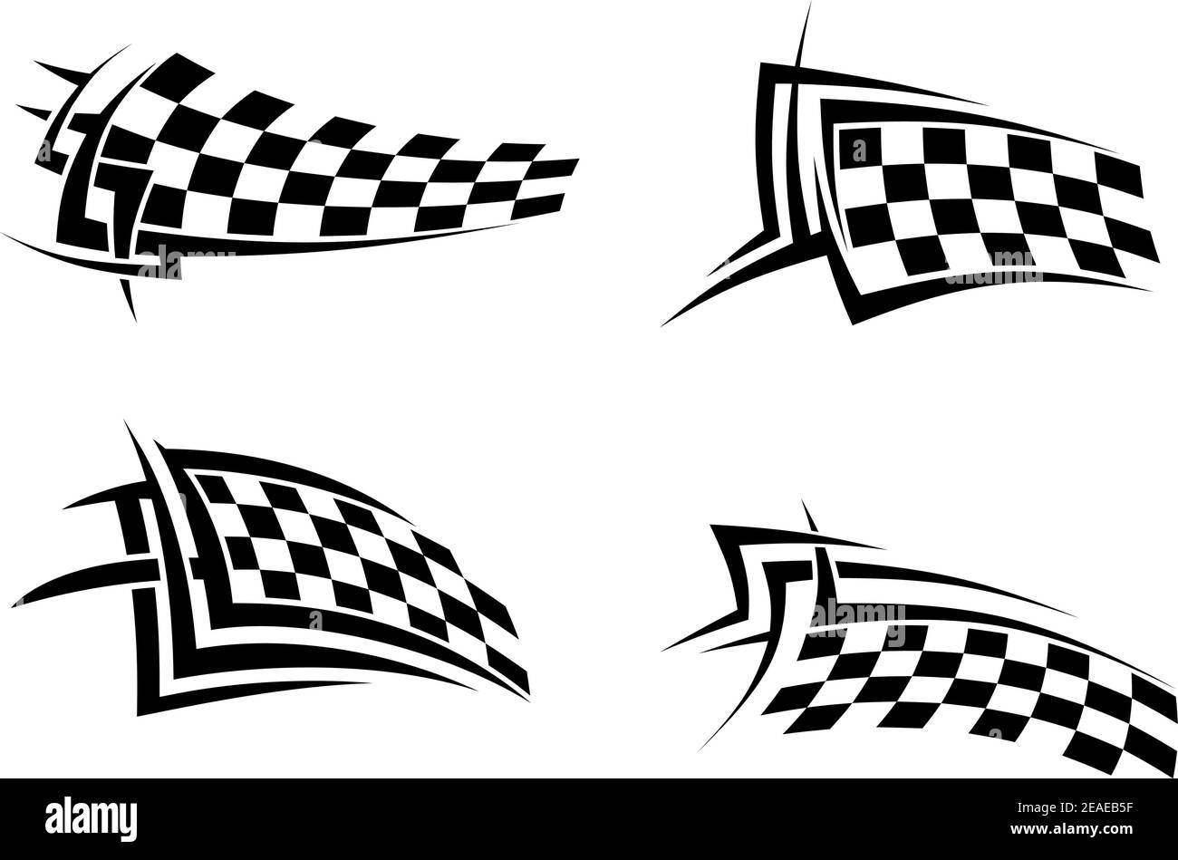 Panneaux tribaux avec drapeaux à carreaux pour le sport ou le motif tatouage Illustration de Vecteur