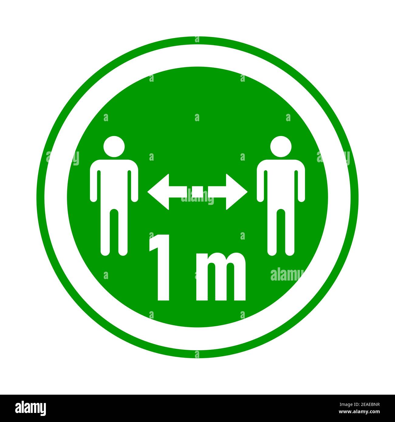 Gardez une distance de 1 m ou 1 mètre autour de l'autocollant d'avertissement du coronavirus ou de l'icône de badge. Image vectorielle. Illustration de Vecteur