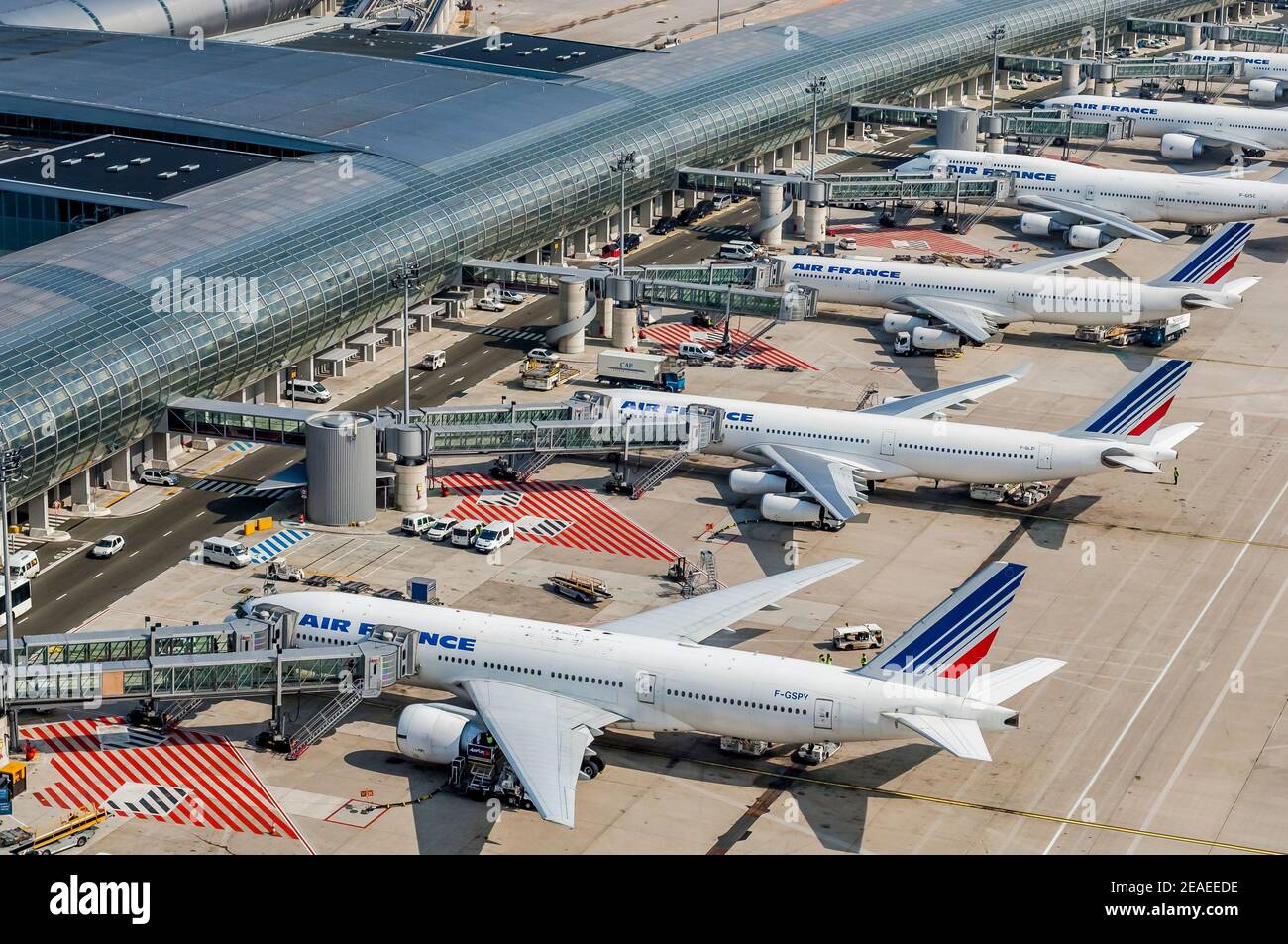 Aéroport Roissy Charles de Gaulle terminal 2 vu de ciel Photo Stock Alamy