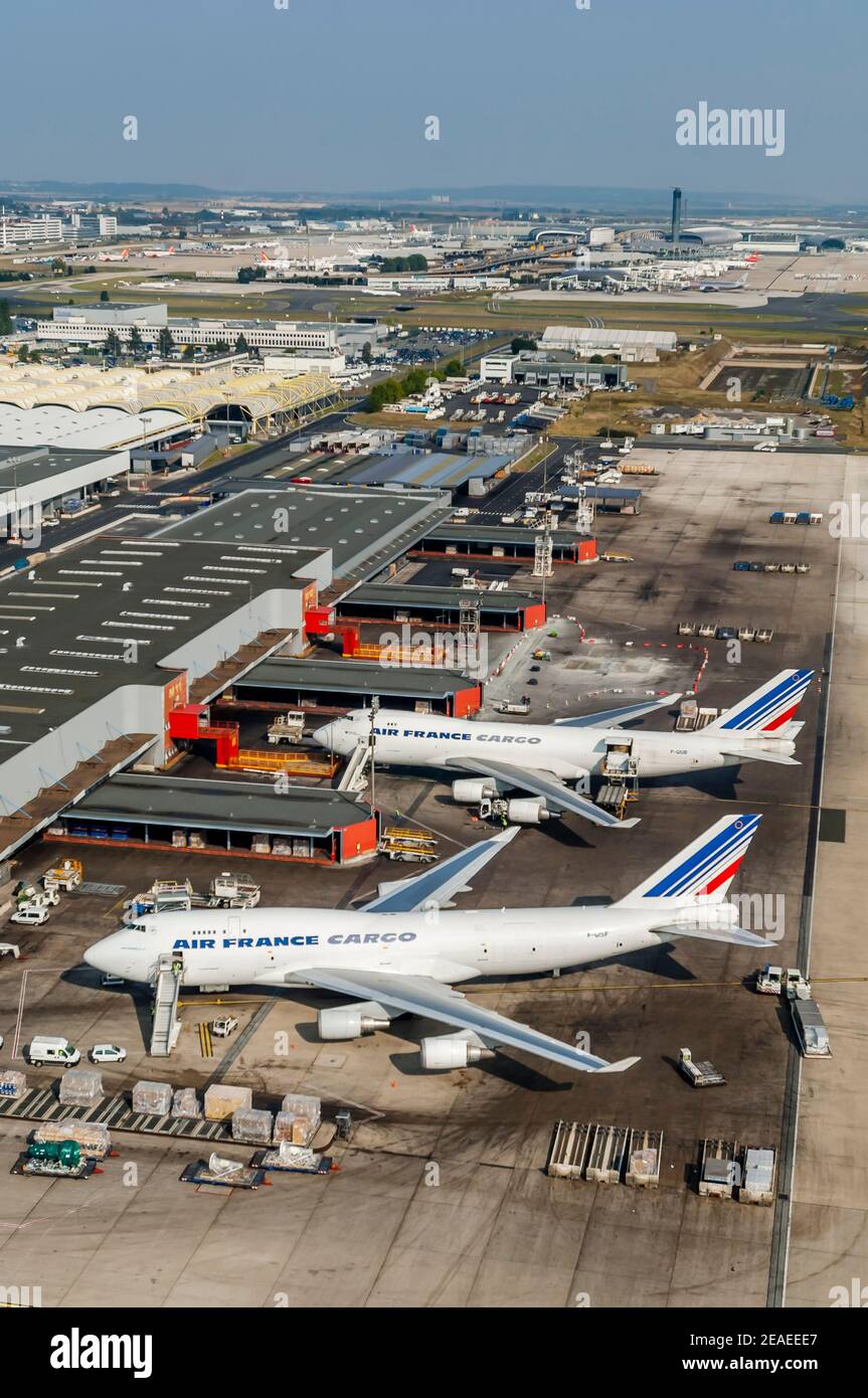 Aéroport Roissy Charles de Gaulle terminal 2 vu de ciel Banque D'Images